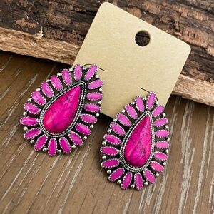 Pink Teardrop Cluster Earrings